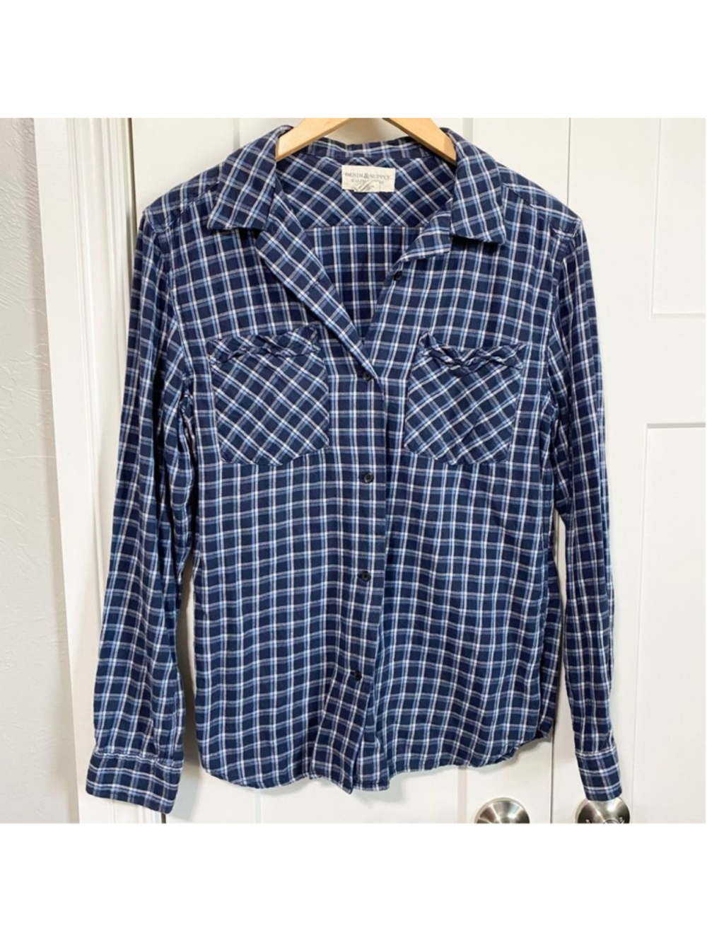 Denim & Supply Ralph Lauren plaid blue and white button down shirt size small